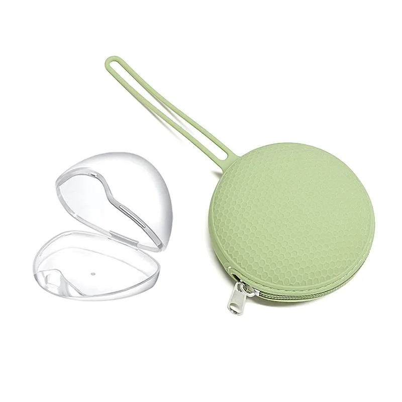 Silicone Pacifier Holder Case Set Newborn Baby Pacifiers Silicone Pouch - Green