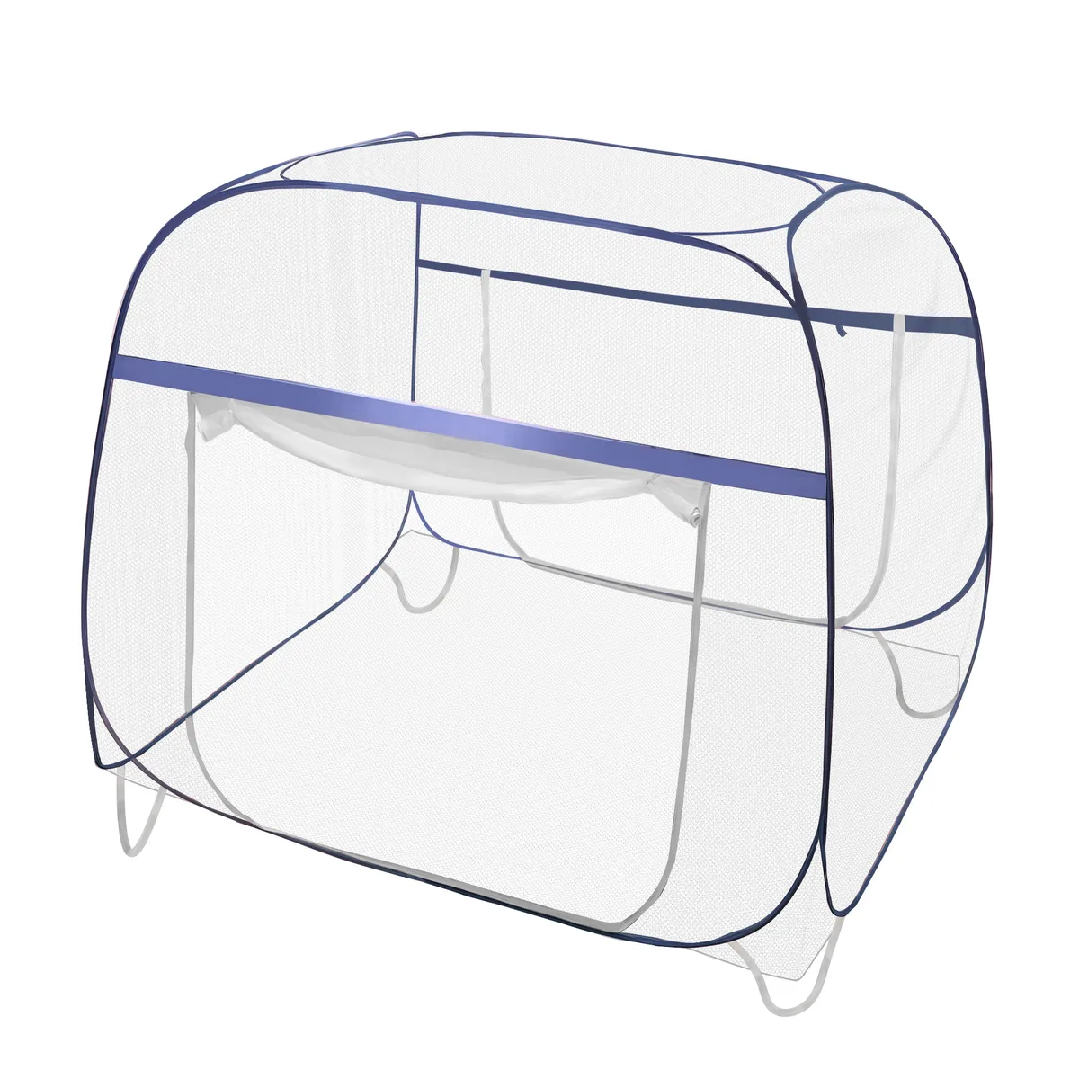 Folding Mosquito Net Complete Coverage Pop-Up with Canopy Two Exits - Blue