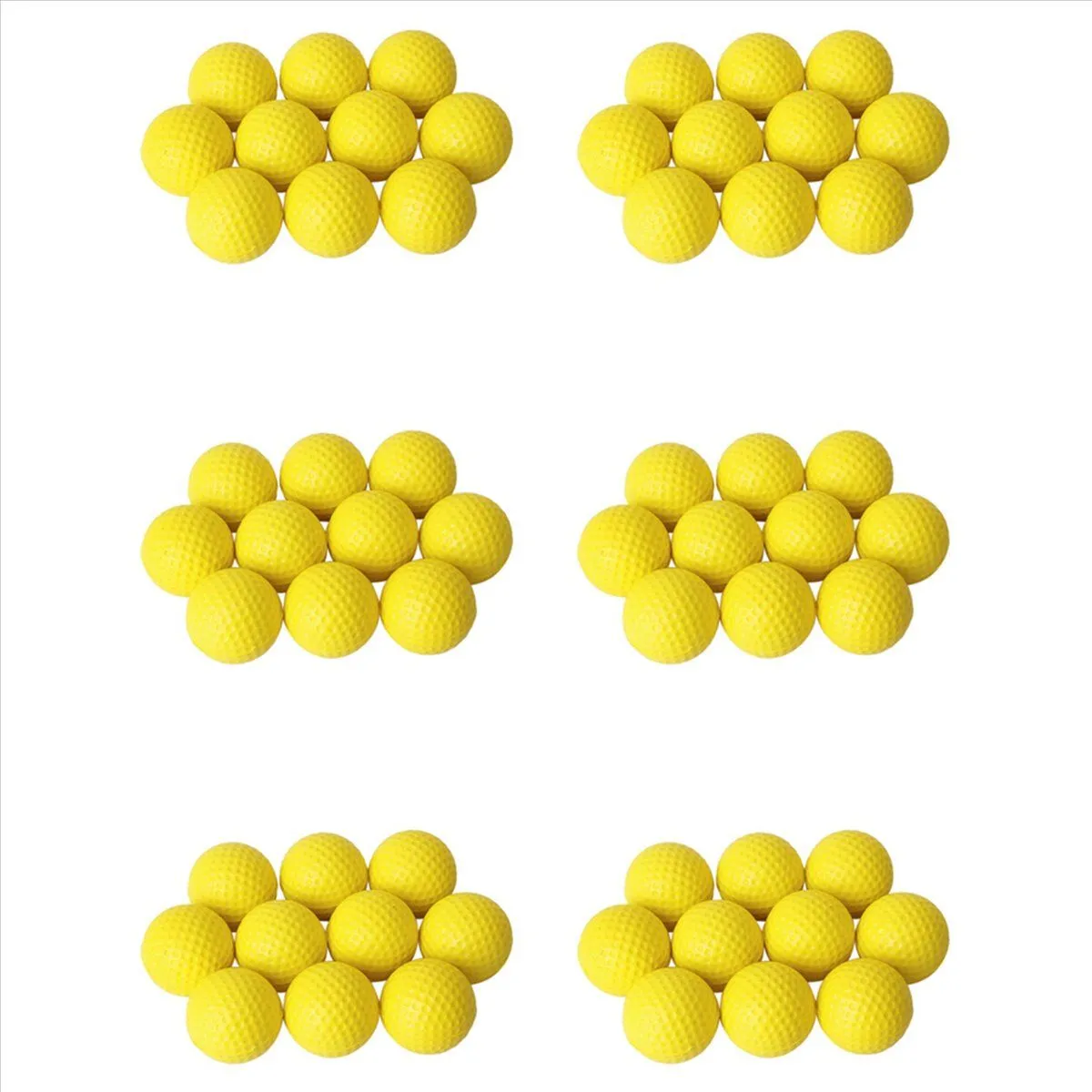 60Pcs Yellow Soft Elastic Indoor Practice PU Golf Ball