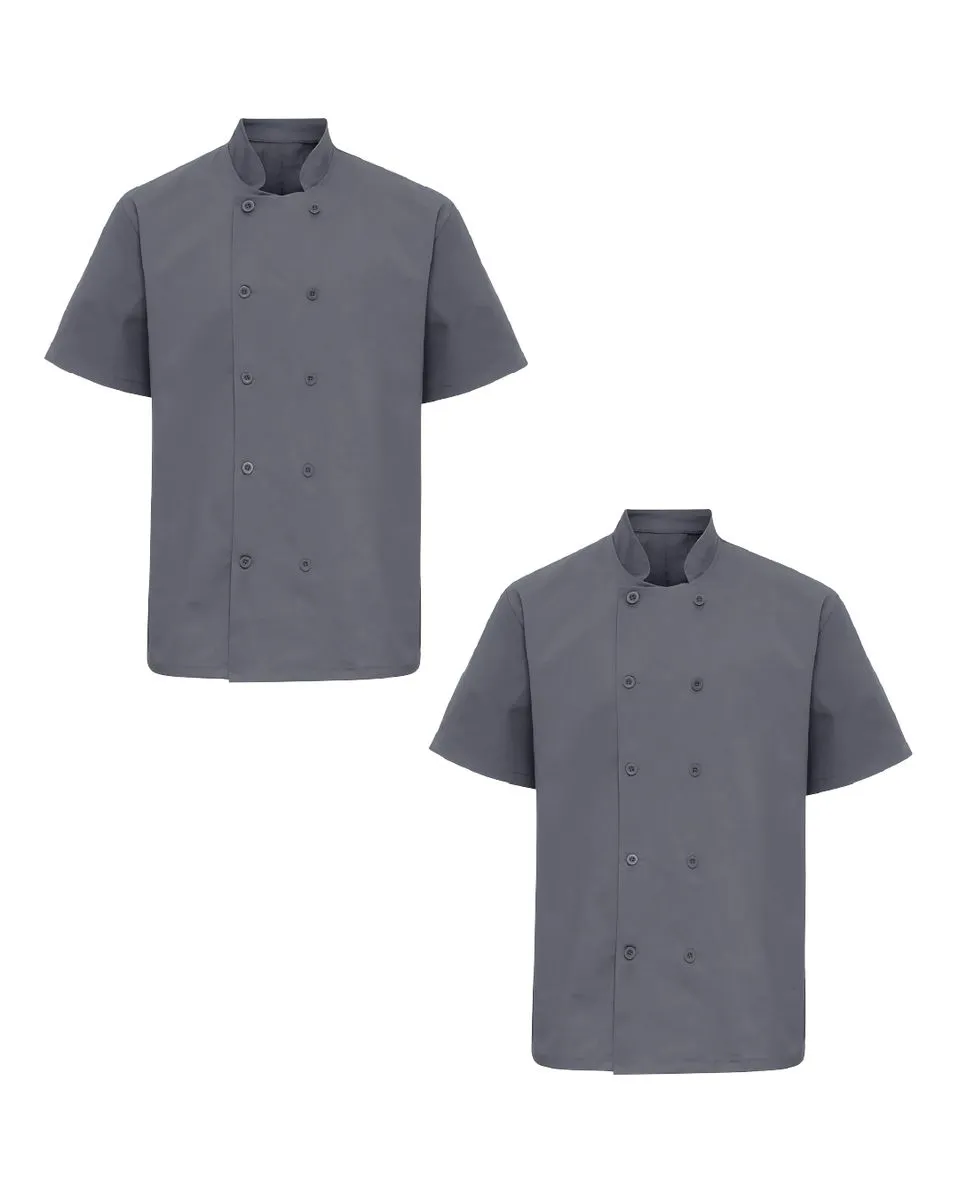 The Chef Collection Grey Cotton/Twill Short Sleeve Chef Jacket