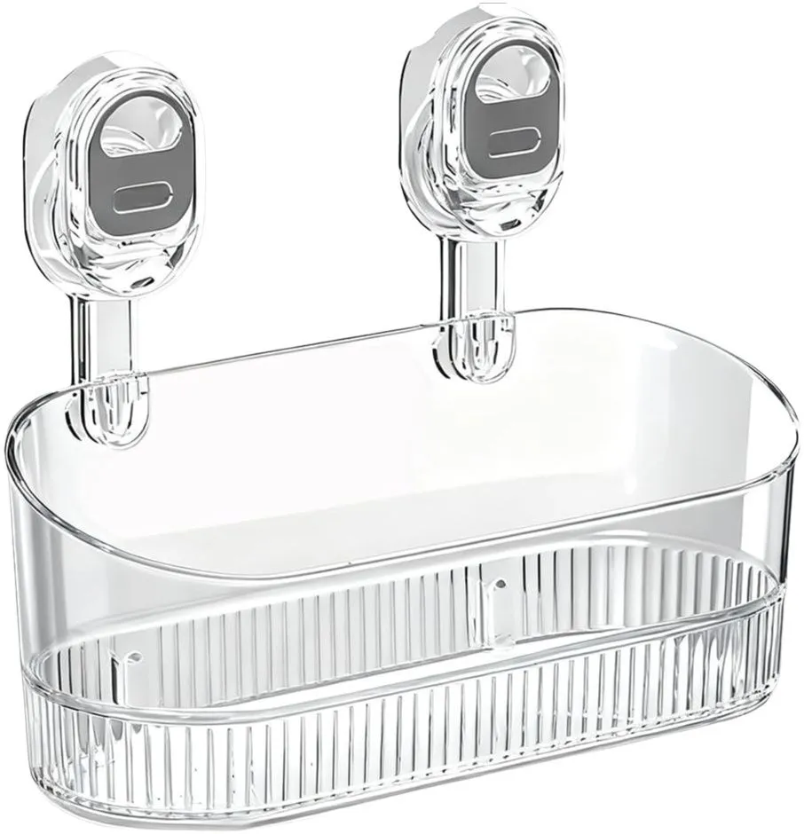 2026 No-Drill Suction Cup Bathroom Storage Box - Clear