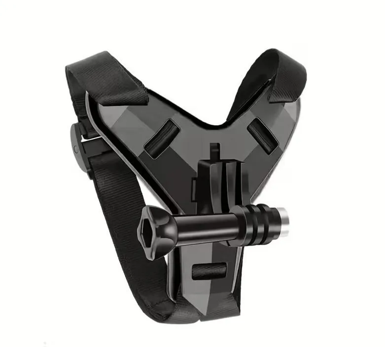 Motorcycle Helmet Chin Strap Mount Compatible W/ GoPro & Action Cameras - Black