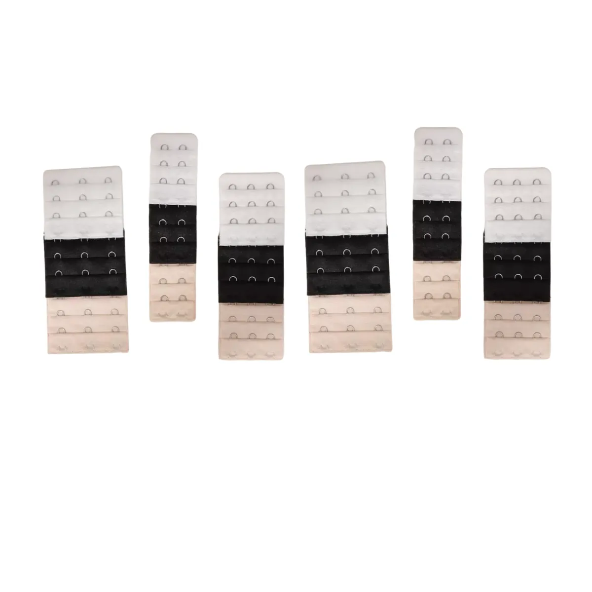 Universal Bra Extender Hook Straps - Pack of 18 - Beige, Black, White