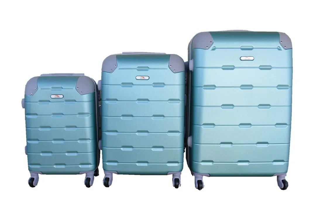 SMTE-3 Piece Hard Outer Shell Protected Luggage Set - (A-P) - Apple Green