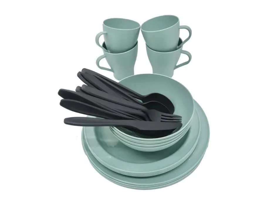 28-Piece All-Purpose Picnic and Camping Cutlery Set For 4 - Sage