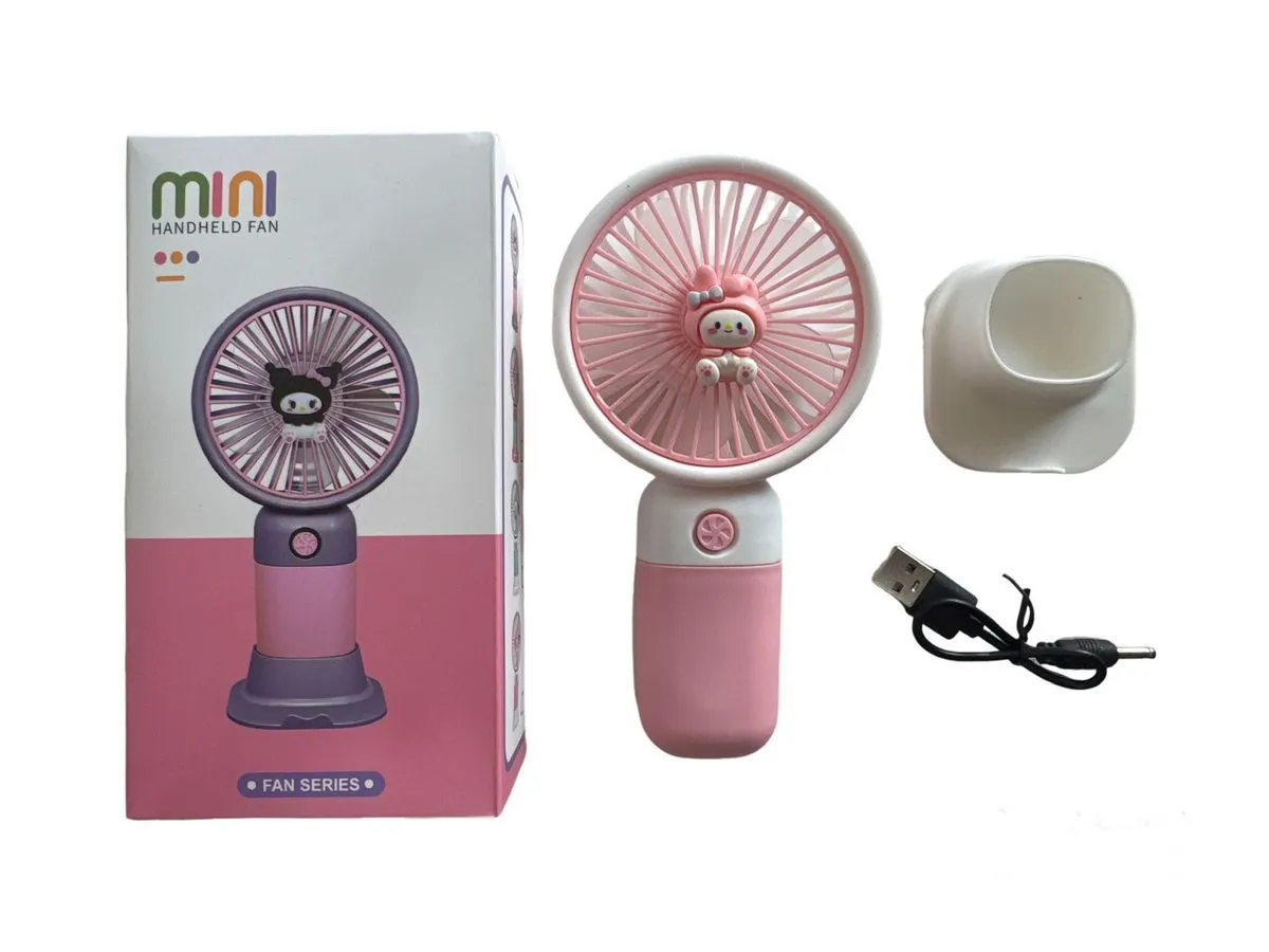 Indoor & Outdoor Touch Controlled Powered Hand Fan - White, Pink