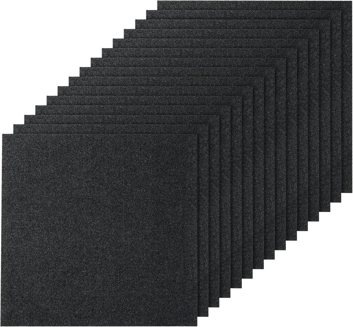 10-Piece Carpet Flooring Mats Fluffy Floor Mat Non-Slip Floor Mat Squares - Black