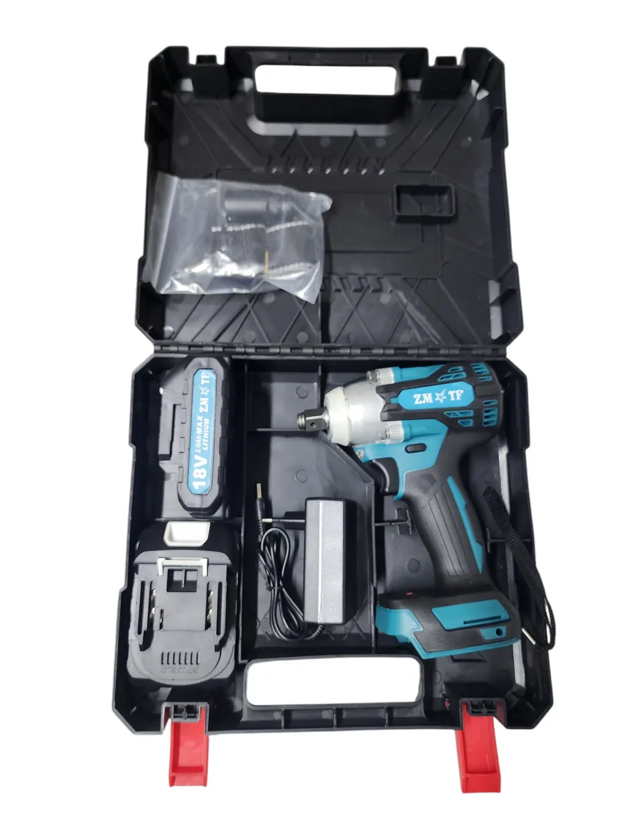 5 Piece Wireless Impact Wrench Set With 2 Lithium Battery Packs, Case.