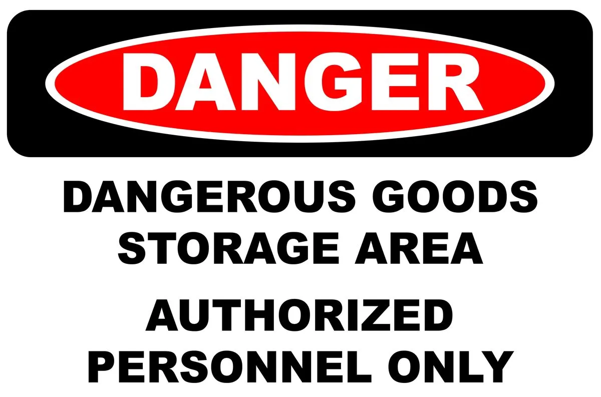 Danger Dangerous Goods Storage Area 40x60cm Sign.