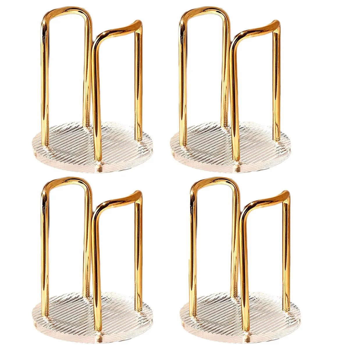 4-Piece Acrylic & Gold Disposable Coffee Cup Holder Dispenser