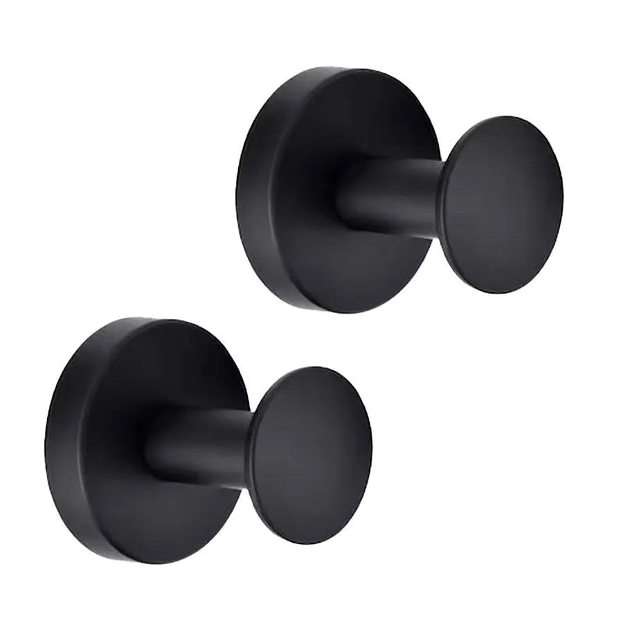 No-Drill Vacuum Suction Towel Hook - 2 Pack - Black