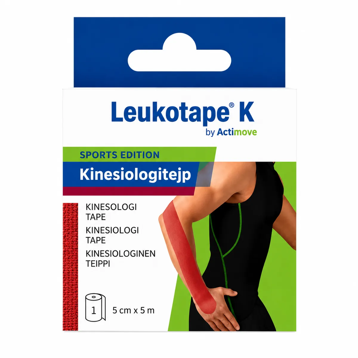 Actimove Leukotape K Kinesiology - Red Elastic Sports Support Tape 5cm x 5m