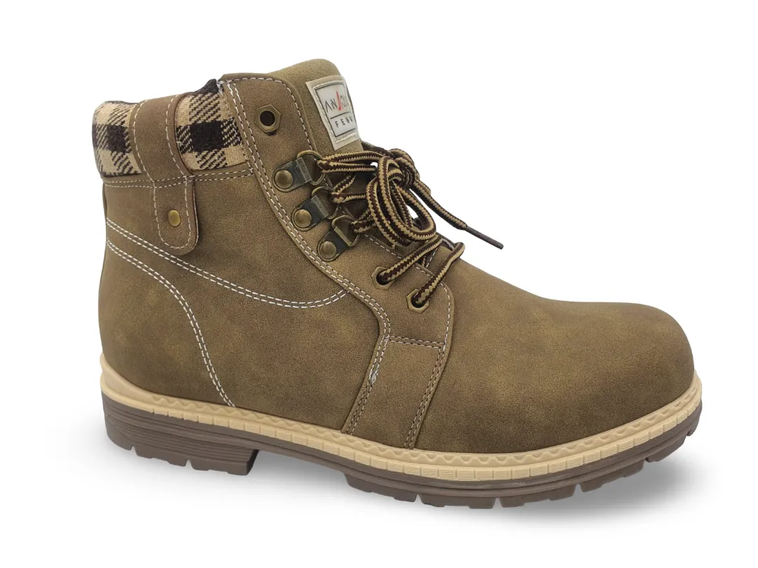 Checked Lace Up Ankle Boots