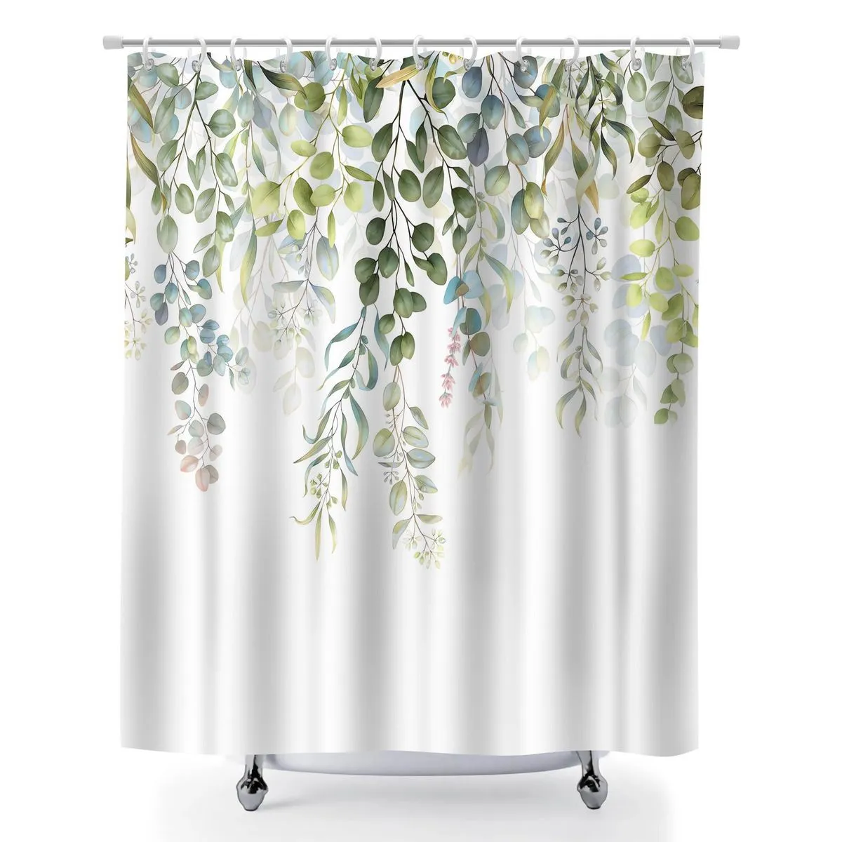 Waterproof Shower Curtains for Bathroom, 180x180cm Tropical Floral Curtain