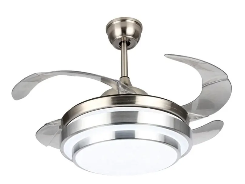 Retractable Ceiling Fan with LED Light - Ultra Quiet, Remote