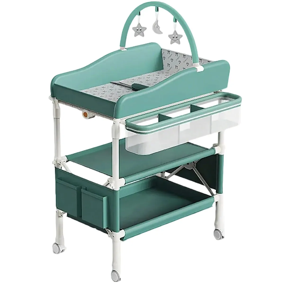 Multifunctional Diaper Changing Table,Baby Care Table,Foldable Baby Bed - Green