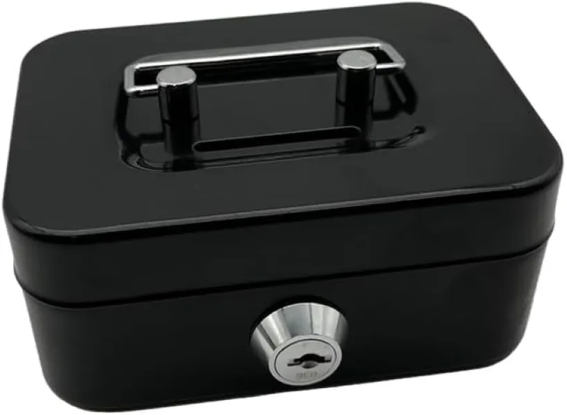 Techfusion's Lockable Cash Box with Coin Slot - Black