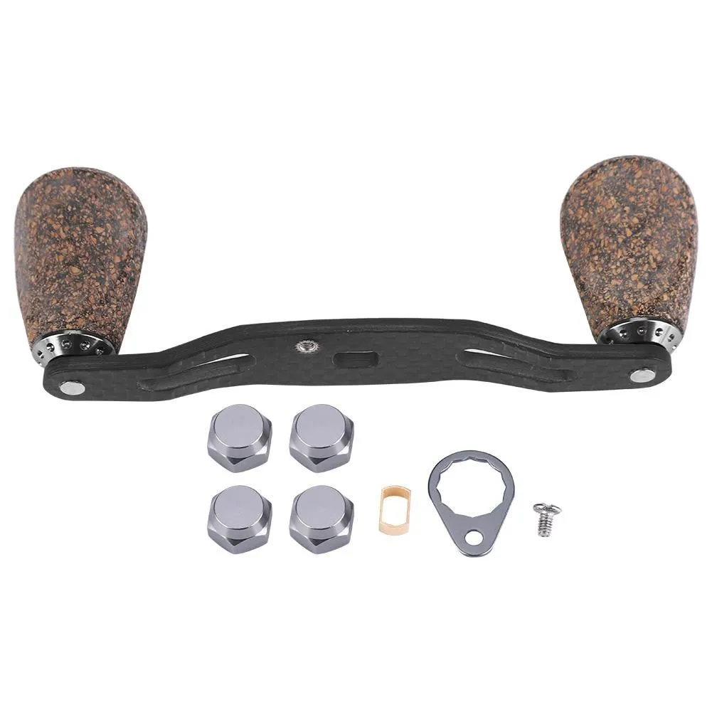 Fishing Reel Handle Carbon Fiber Frame Wood Knob 95mm DIY Kit