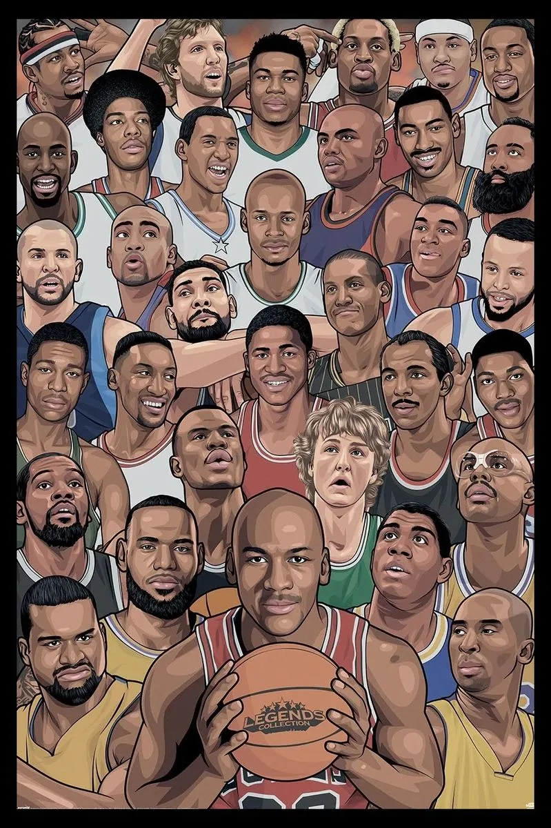 Legends (Basketball's Greatest) Poster with Black Frame