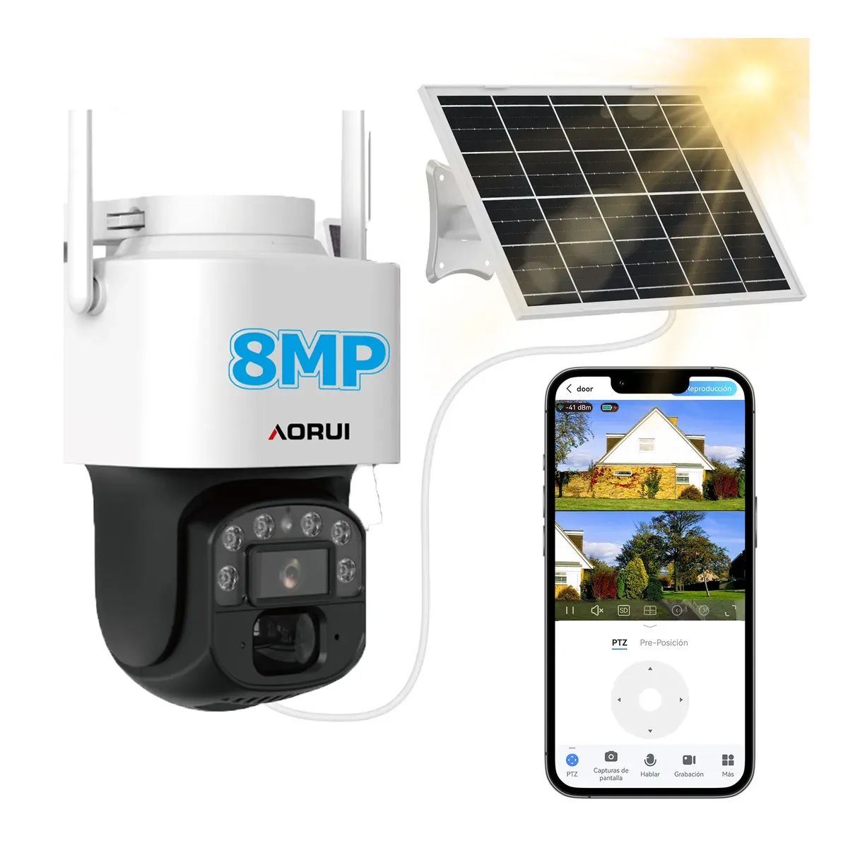 8MP 4G Outdoor Security Cameras with 2.5K Solar Panel - 4G01-Free SIM card