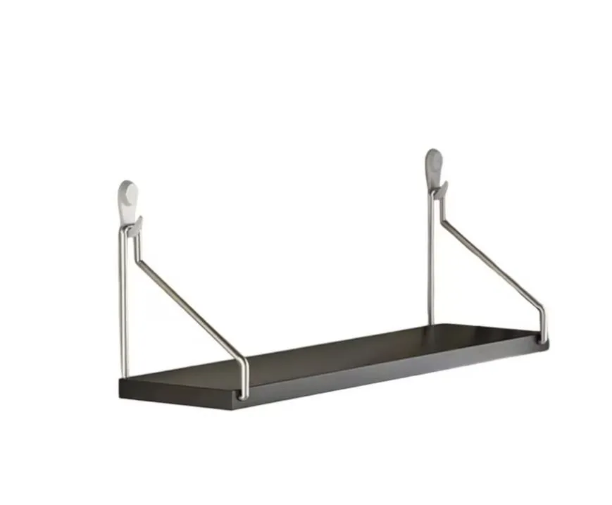 30cm No-Drill Floating Wall Shelf for Router & Projector - Black
