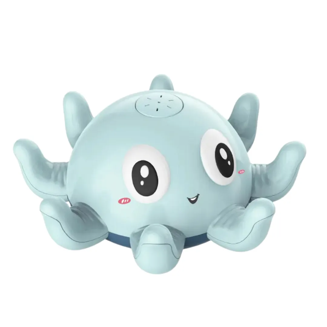 Octopus Bath Toy with LED Light-Up and Water Spray - Blue