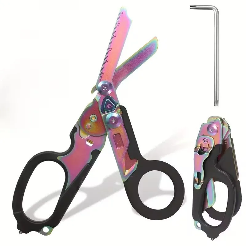 6-in-1 Trauma Multi-Tool - Emergency Scissors - Holographic - Allen Key