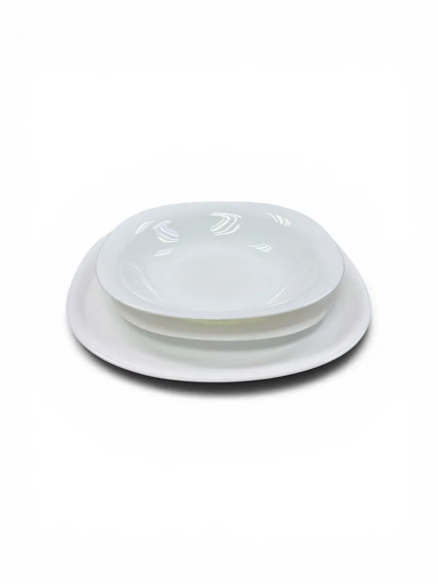 LF18W-White Basics European Rim Dinner Set - Set of 18