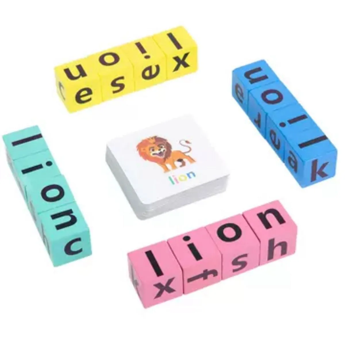 Children Spell Word Flash Cards With Letter Rubik's Cube