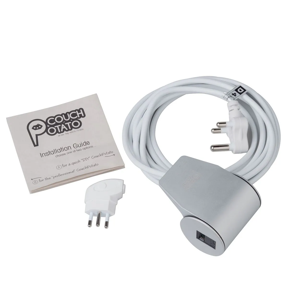 Smart USB Charging Plug with Power Cable - Anodised Silver