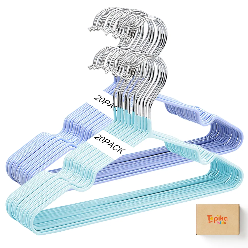 TopikaKids - 40-Pack Kids Clothes Hangers, Durable & Space-Saving Design - Blue & Green