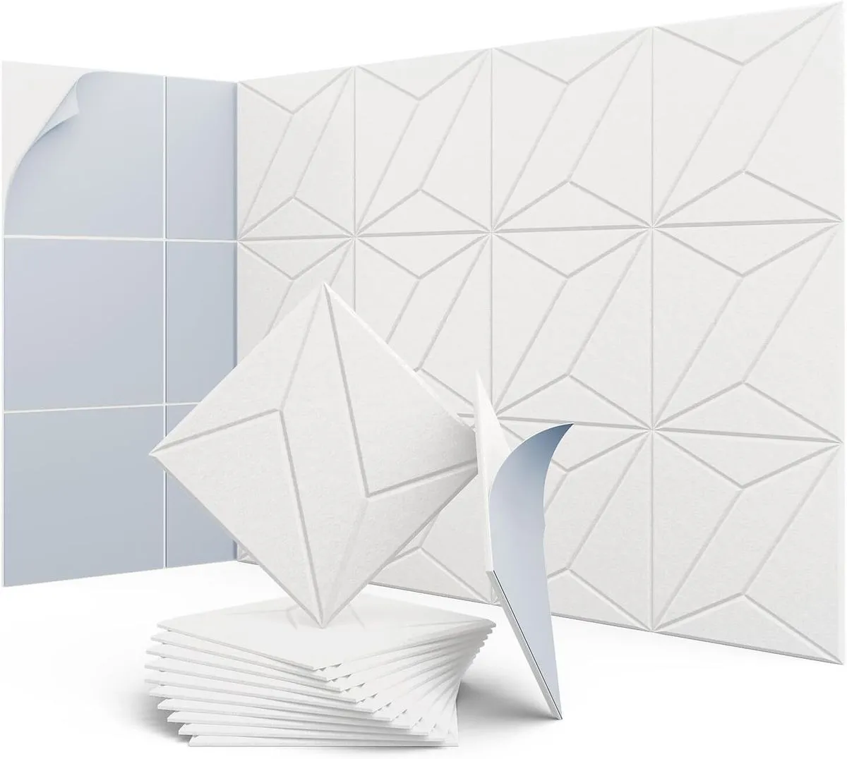 12 Pack White Acoustic Panels for Wall Sound Absorbing, Self-Adhesive
