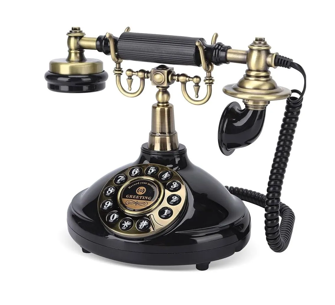 Audio Guestbook Phone Vintage style for recording messages at weddings - Black