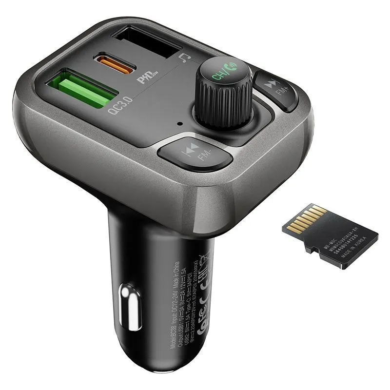 FM Transmitter and Car Charger Flash Energy PD20W + QC3.0 / BT USB TF Card