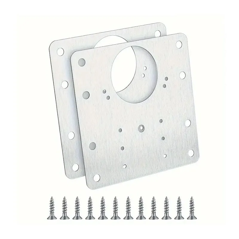 Cabinet Cupboard Door Hinges Repair Plate - 2 Plates With Screws Kit