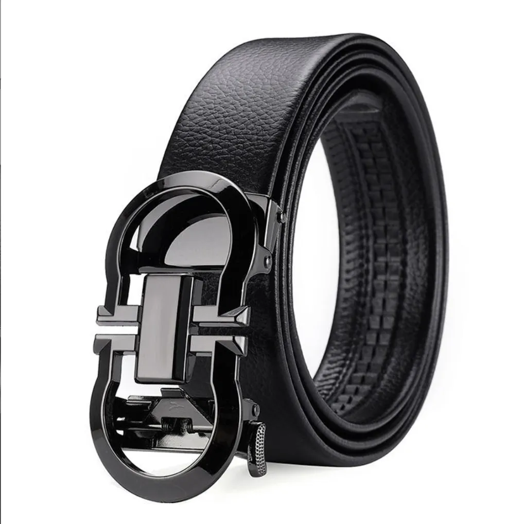 1PC Men's belts automatic buckle Men's business casual fashionable belt - Black