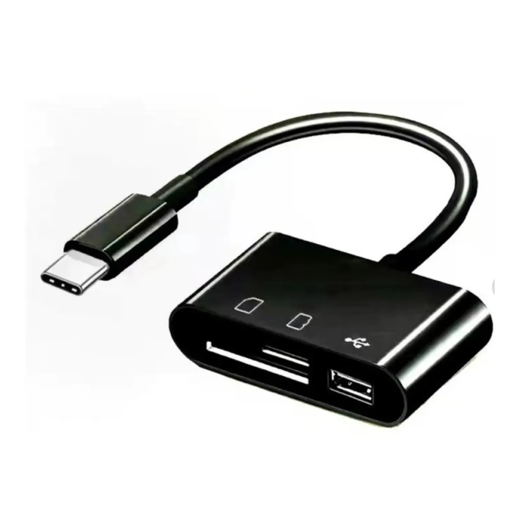 Type-C OTG 3 in 1 Card Reader - Black