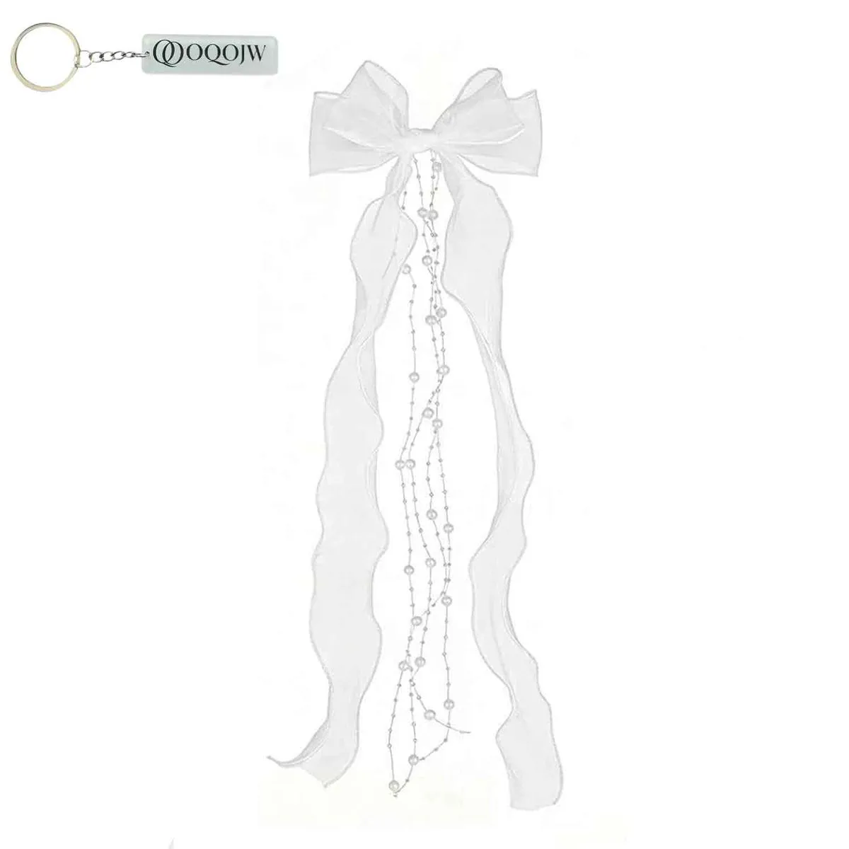 OQOJW Girls' Communion Hair Accessories, White Bow with Ribbon and Pearls