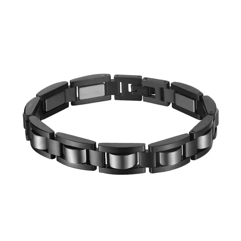 Men's Magnetic Bracelet, Classic Black Titanium Stainless Steel Bracelet - Black