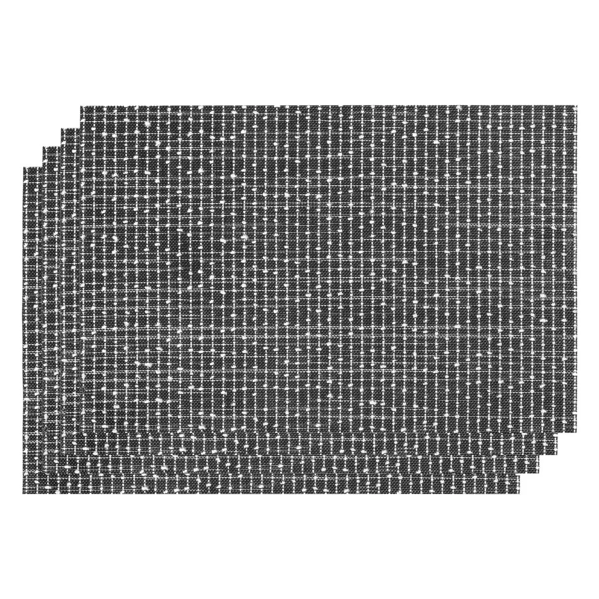 Regent Place Mats Pvc/Cotton Weave Mottled Black & White - 4 Pieces Roll