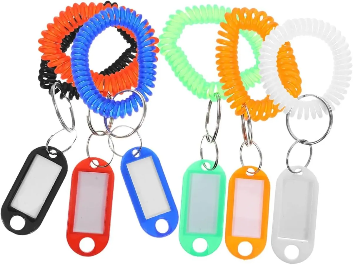 12 Pieces Portable Key Tags Blank Labels Wristbands for Key Identification