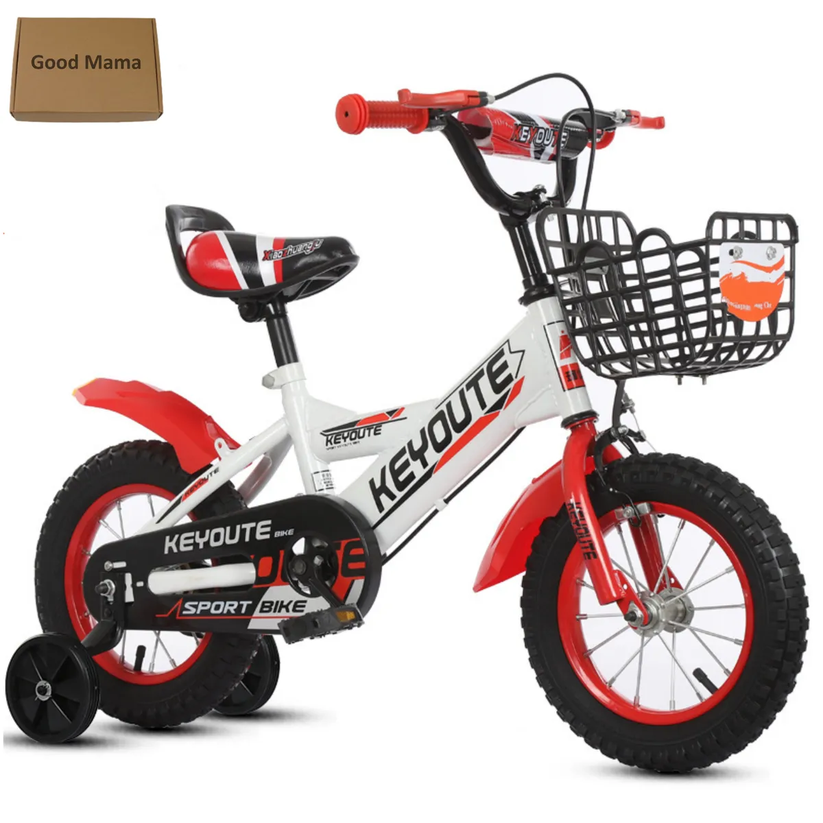 GoodMama 16 Inch Kids Bike Bicycle with Training Wheels Basket Balance Bike