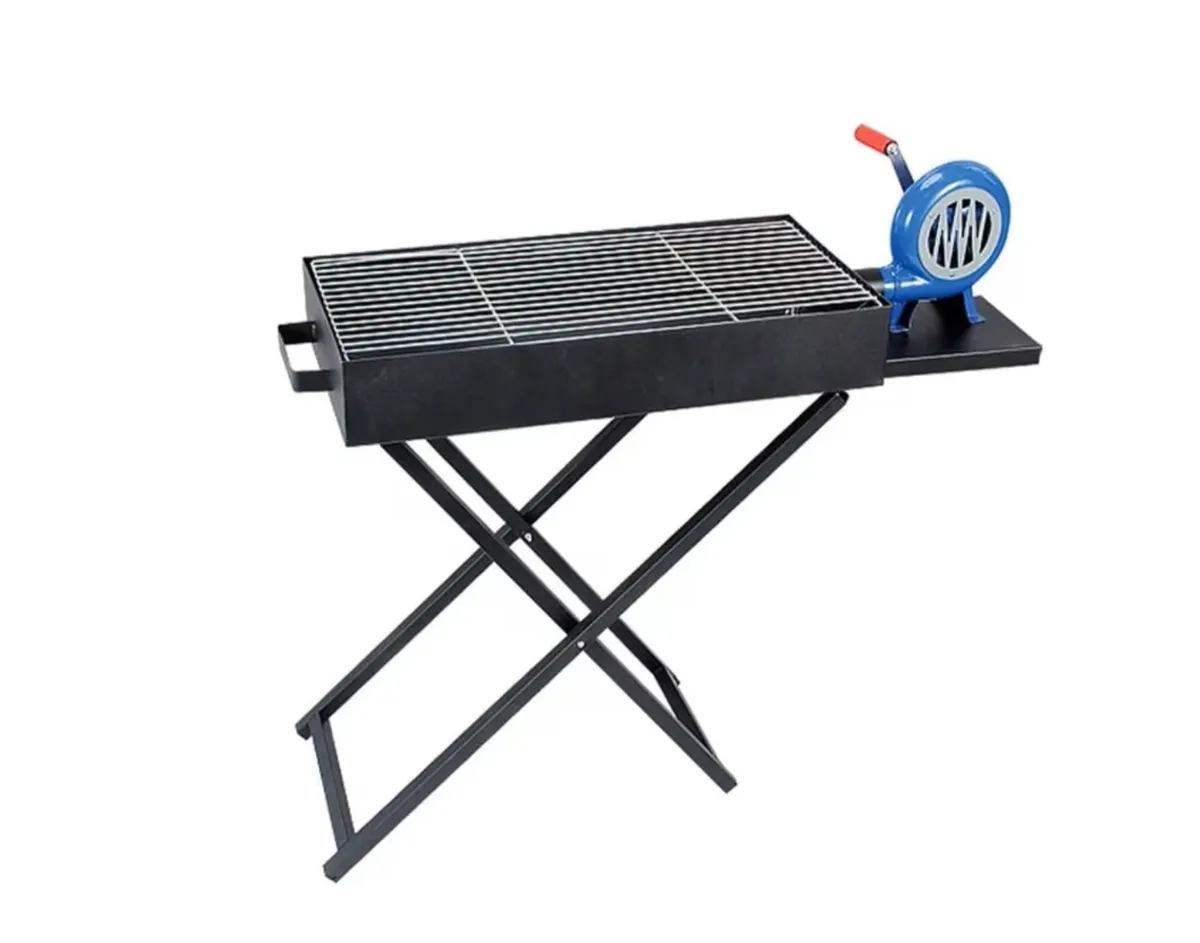Large Foldable Charcoal Braai with Built in Blower - 30 x 60cm