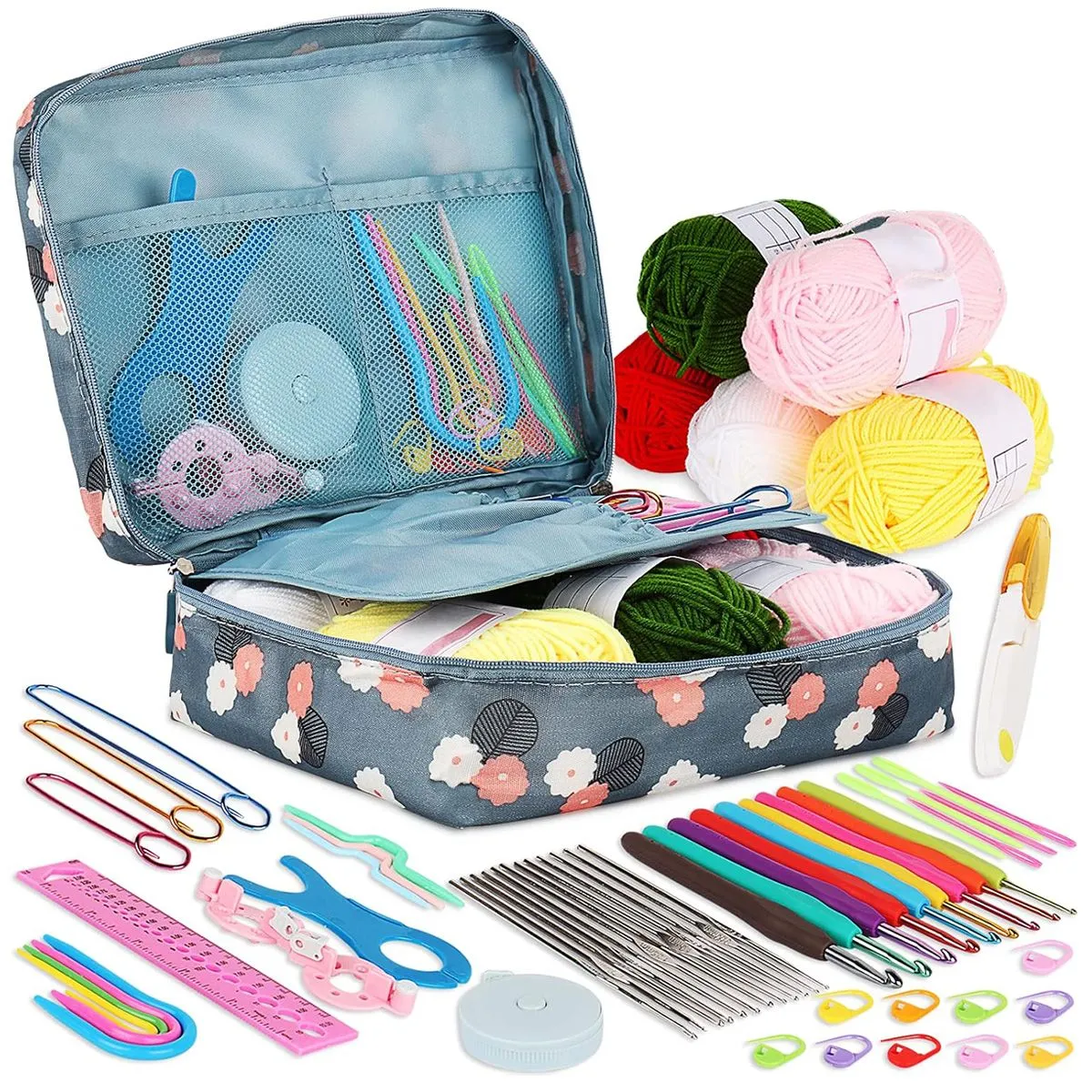 59Piece Crochet Kit Beginners Crochet Set with Crochet Yarn for DIY Travel
