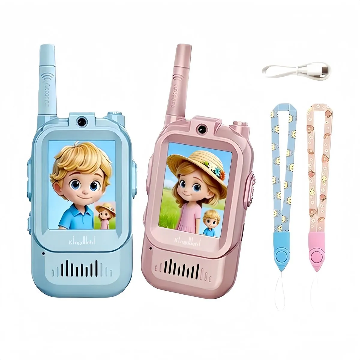 Kingdushi Kids Rechargeable Video Walkie Talkies, Outdoor Family Toys