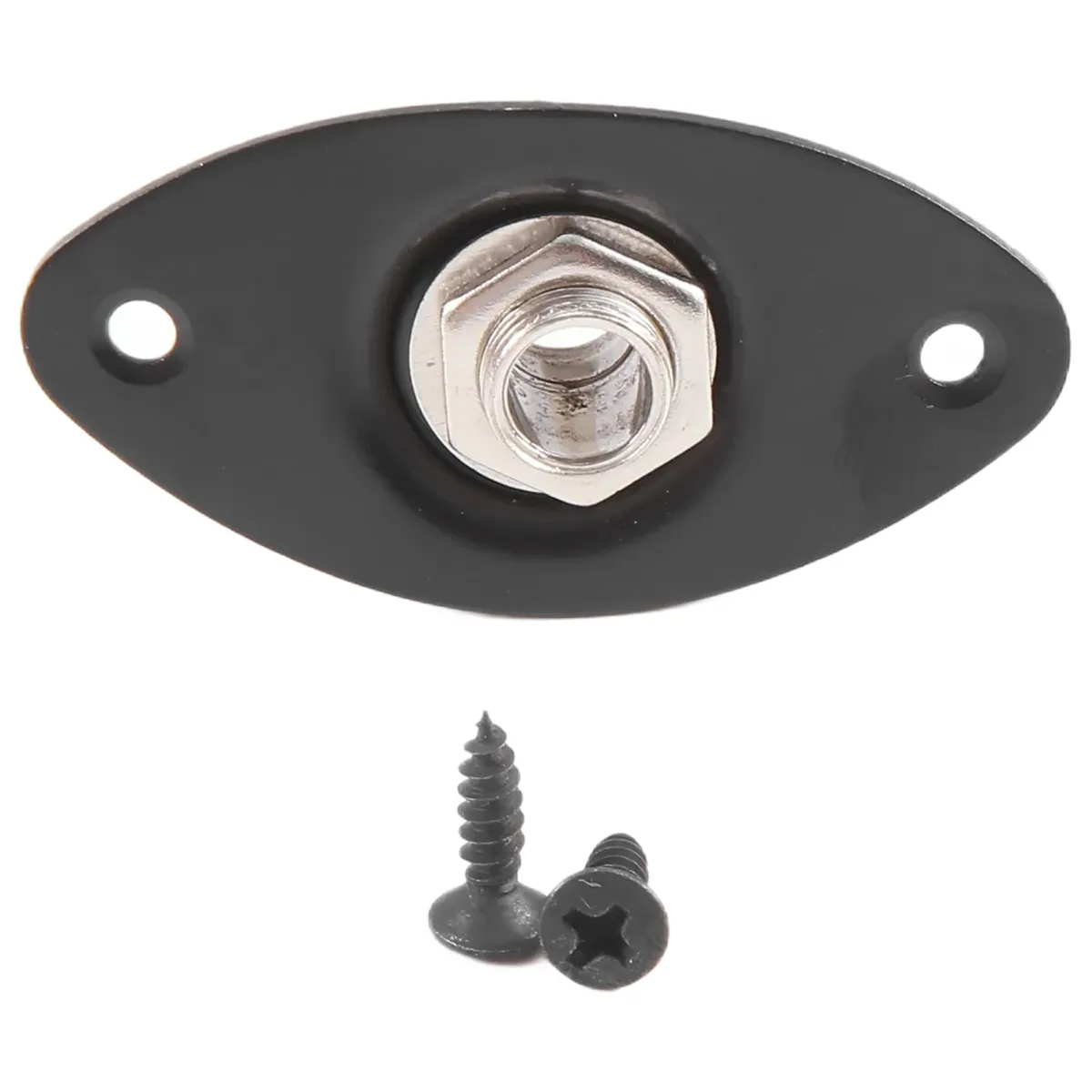 Oval Indented Guitar Jack Plate & Socket Black High Quality, 1 Pack