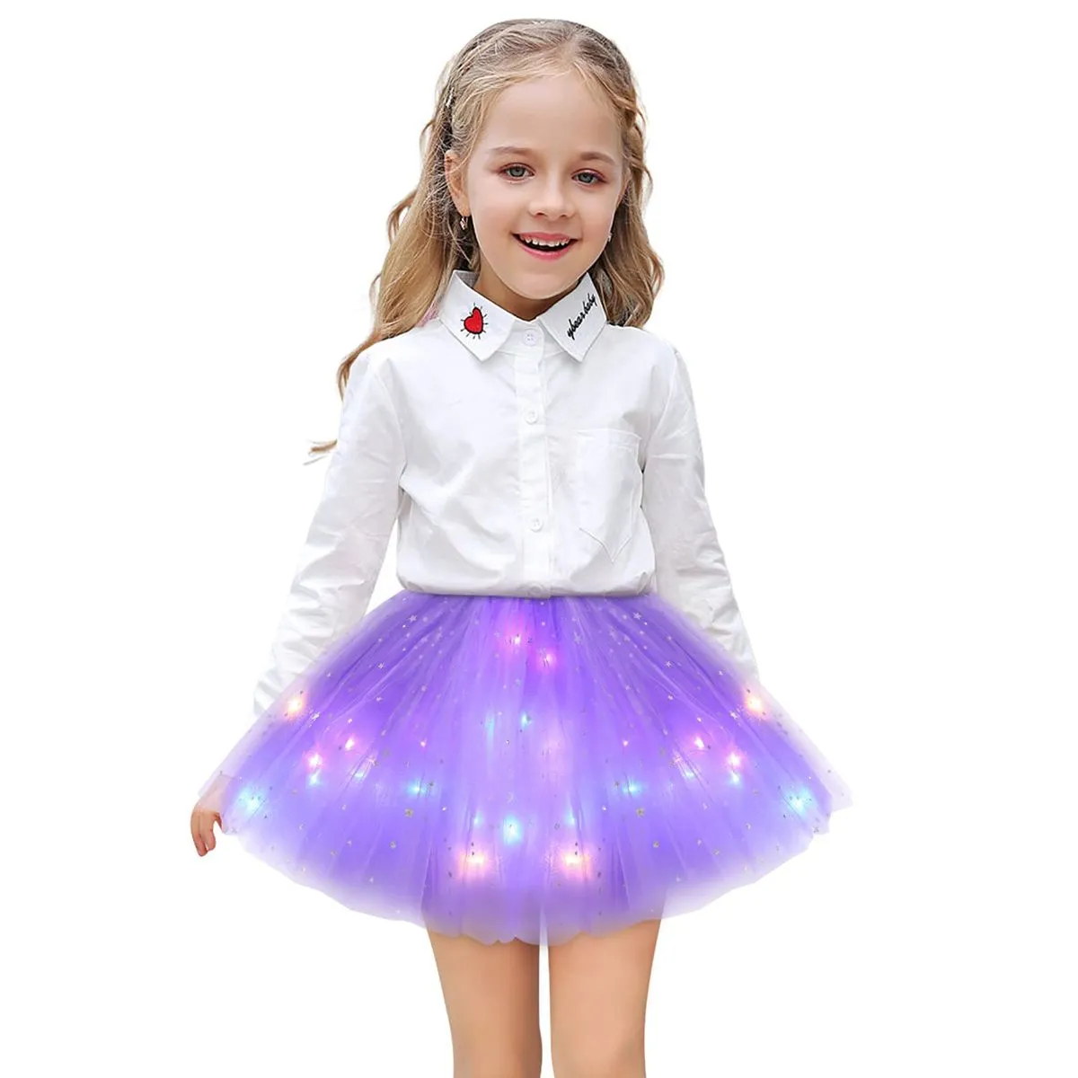 Girl Tutu Skirts with LED Magic Light for Ballet Dance Party Costume - Purple
