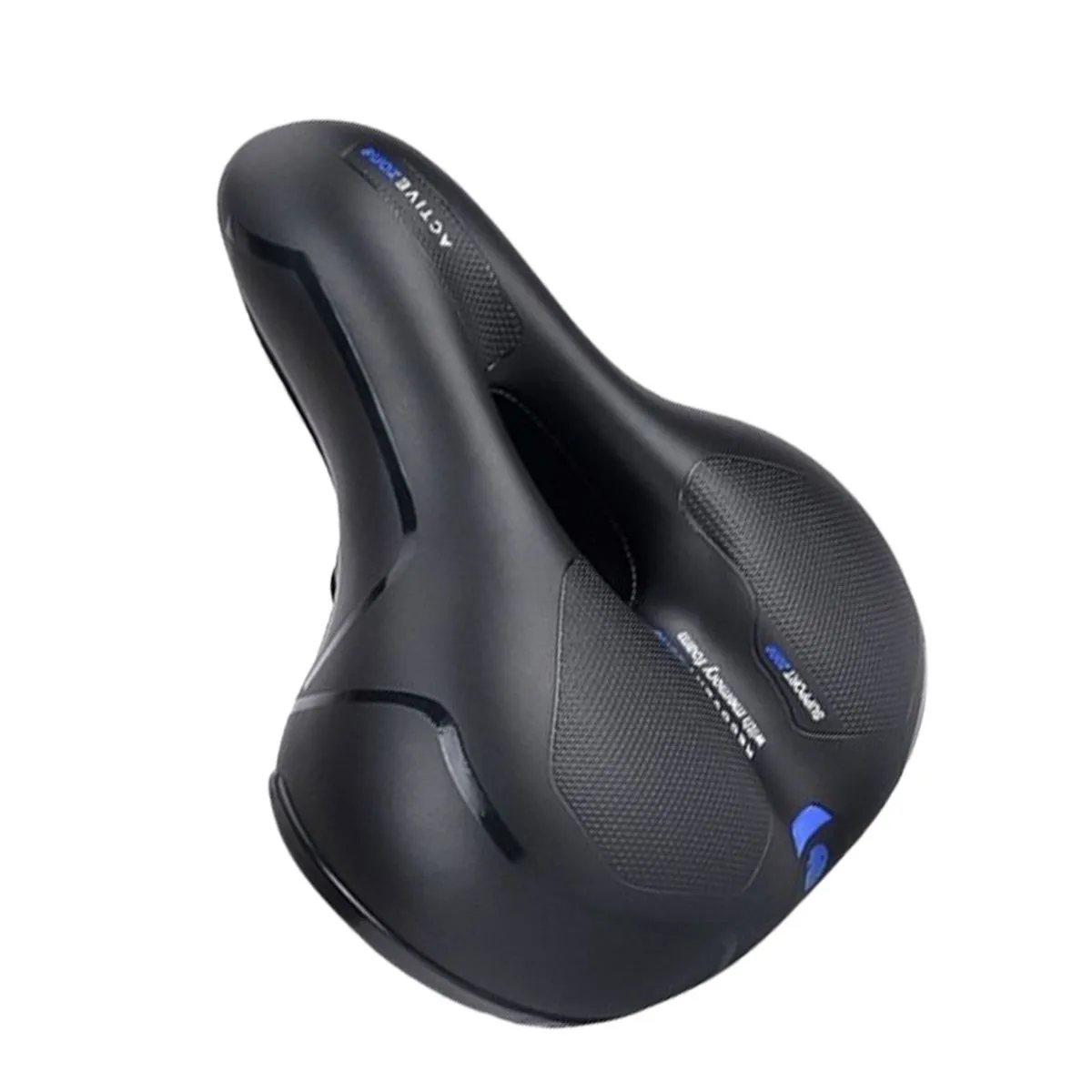 Wide Memory Foam Bike Seat with Dual Shock Absorbers for Men Women - Blue