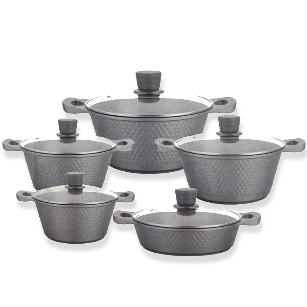 Xoom Die-Cast 10-Piece Cookware Set | Premium Quality and Stylish Design - Grey
