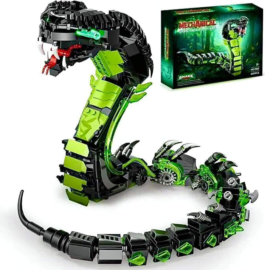 Mechanical Snake Building Blocks Set, 689 Pcs Cobra Model for Kids & Adults